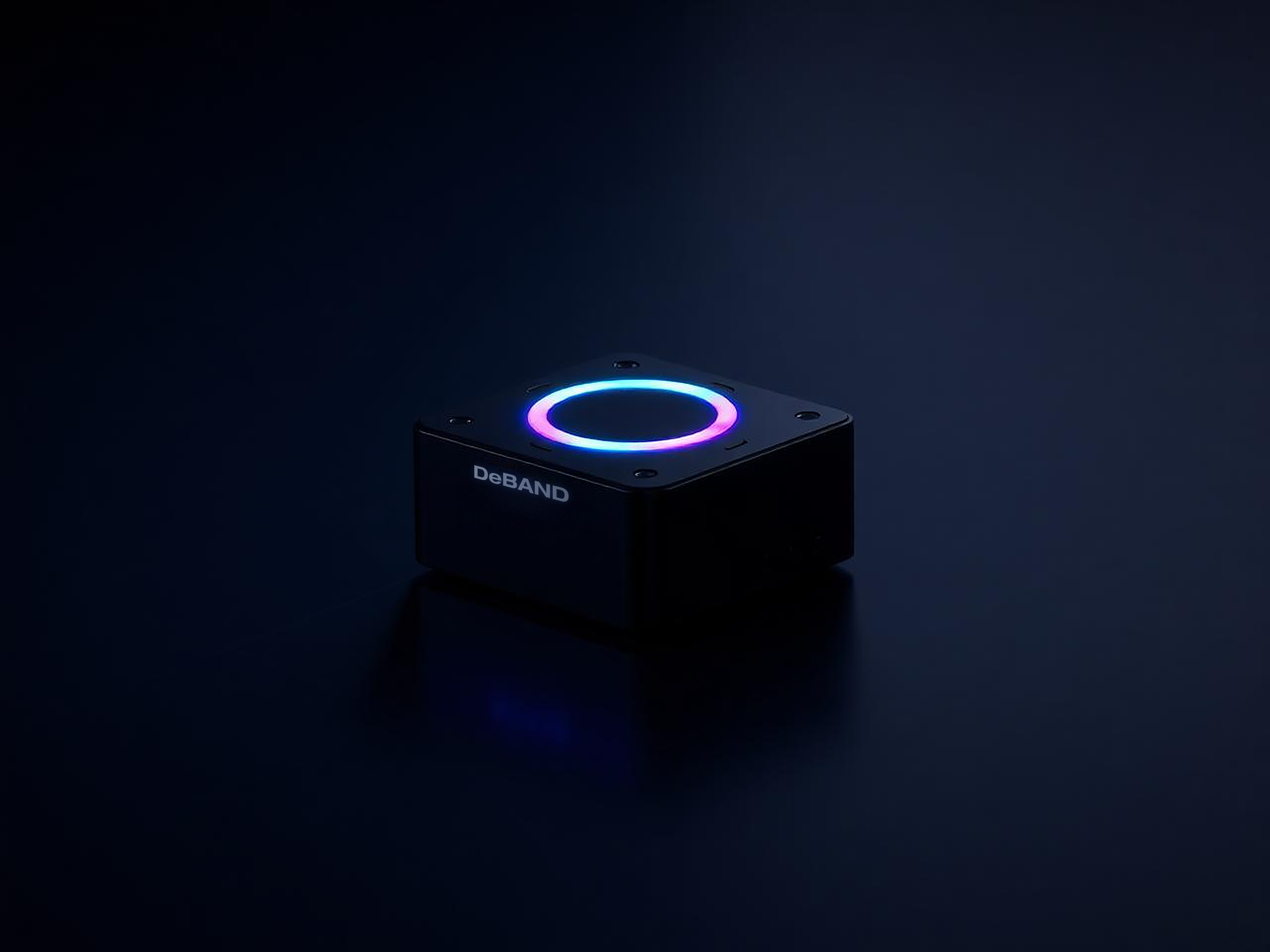 A DeBAND edge node with a glowing cyan-violet indicator ring